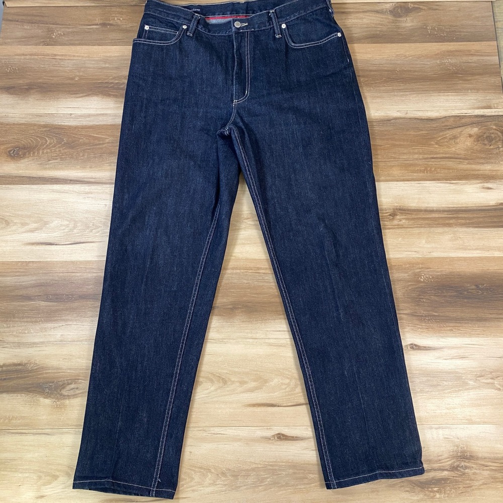 Lands'‎ End Jeans Men 37 Straight Leg Dark Wash Indigo Denim Classic Casual